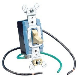 Leviton 1242-I 15A 120/277V 3-Way Toggle AC Quiet Switch, Heavy Duty Spec Grade, Grounding, Wire Lead 6" Wired, Ivory