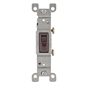 Leviton 1451-CP Residential Grade 15A 120V Single-Pole Toggle Quiet Switch, Non-Grounding, Brown
