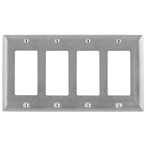 Hubbell SS264 4-Gang GFCI Stainless Steel Wallplate