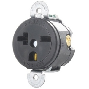 Leviton 5458-SS Single Receptacle, 2-Pole, 3-Wire, 20A, 250V