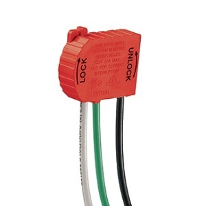 Leviton MSTWL-R Lev-Lok Right-Angle Wiring Module, 20A 125V, 2-Pole 3-Wire, 6" #12 THHN Stranded Wire Leads, Red