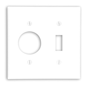 Leviton 88007 Wall Plate, 2-Gang, 1 Toggle / 1 Single Receptacle, Standard Size, White