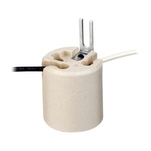 Leviton 8052-1 Keyless Porcelain Lampholder, Medium Base Incandescent Socket, Bracket Mount, Back Wire, Single Circuit, White