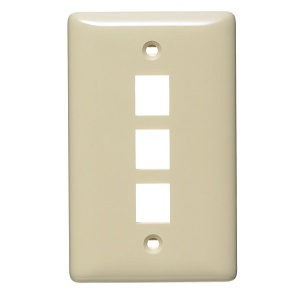 Hubbell NSP13I 1-Gang Wall Plate, Label-Less, Accommodates Three Ports, Ivory