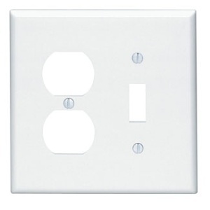 Leviton 80505-W 2-Gang Midway Wall Plate, 1 Toggle 1 Duplex, White