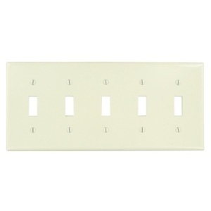 Leviton 78023 Wall Plate, 5-Gang, 5 Toggle