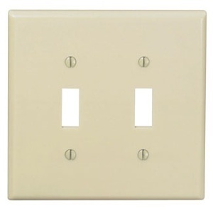 Leviton 80509-I 2-Gang 2-Toggle Midway Size Wall Plate, Ivory