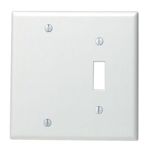 Leviton 88006 Wall Plate, Standard Size, 2-Gang, One Toggle and One Blank, White