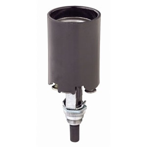 Leviton 4155 Medium-Base Phenolic Candle Socket Lampholder with Turn Knob Black