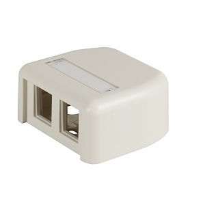 Ortronics 404HDJ2 HDJ 2-Port Plastic Surface Mount Box with Label Field, Fog White