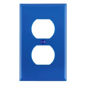 Leviton 80703-BU 1-Gang Duplex Outlet / Receptacle Wallplate, Standard Size, Thermoplastic Nylon, Blue