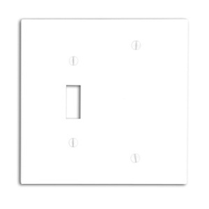 Leviton 80506-I 2-Gang Midway Wall Plate, 1 Toggle 1 Blank, Ivory