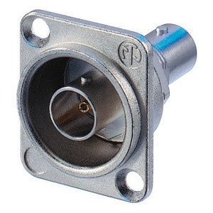NEUTRIK NBB75DFG Grounded Bulkhead Jack with D-Shape Housing, Nickel