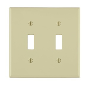 Leviton 80709-I Wall Plate, 2-Gang, Toggle Switch, Thermoplastic, Ivory