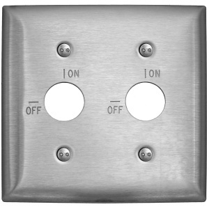 Hubbell SS22RKL 2-Gang Rocker Length On/Off Wall Plate, Stainless Steel