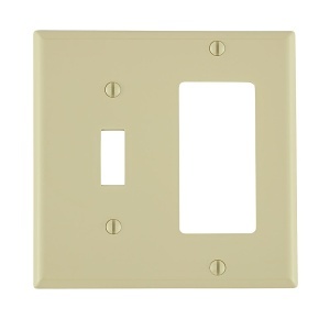 Leviton 80707-I Wall Plate, 2-Gang, 1 Toggle and 1 Decorator Opening, Ivory