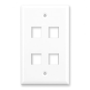 Lynn Electronics PRO-FP-KEY-4-W Wall Plate, 4 Port Keystone Jack Style, White