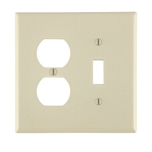 Leviton 80505-T 2-Gang Midway Wall Plate, 1 Toggle 1 Duplex, Light Almond