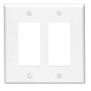 Leviton PJ262-W 2-Gang Decora/GFCI Device Wallplate, Midway Size, Thermoplastic Nylon, White