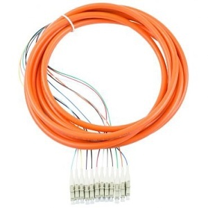 Lynn Electronics T12-L119-BL-1RD-003M 12-Fiber 900uM Pigtail, OM1 62.5/125 Multimode Simplex, 3m