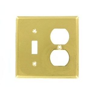 Leviton 81005-PB Wall Plate, 1 Toggle / 1 Duplex, Polished Brass