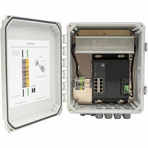 EtherWAN EASYPOE4P-PMT EasyPoE Lite Series NEMA Rated Cabinet with 4-Port 10/100/1000BASE-T PoE, 1-Port 10/100/1000BASE-T RJ45 and Surge Suppressor with Pole Mount Kit
