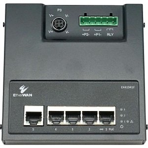 EtherWAN EX41941F 4-Port Gigabit PoE, 1-Port Gigabit RJ45 Hardened Unmanaged Ethernet Switch