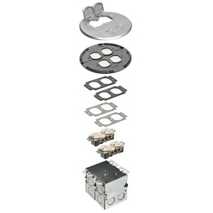 Arlington FLB6240NL Round Nickel Floor Box, 2-Gang