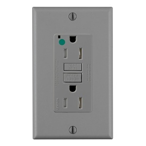 Leviton GFTR1-HFG Self Test Tamper-Resistant SmartlockPro GFCI Receptacle / Outlet, Hospital Grade, 5-15R, 15A 125V, Gray