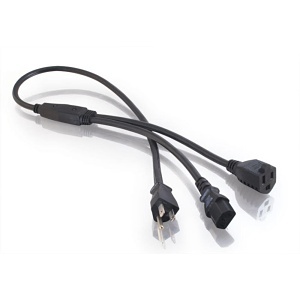 C2G CG29811 16 AWG 1-to-2, Power Cord Splitter NEMA 5-15P to NEMA 5-15R 1 IEC320C13