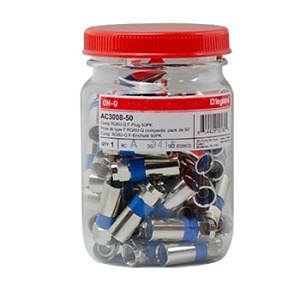 Ortronics AC3008-50 Water-Resistant Compression Connector for RG6/U Quad Shield