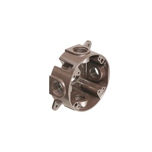 Arlington FBC42251BR Non-Metallic Box with (4) 3/4" NPT Plugs, (2) 1/2" to 3/4" Reducing Bushings and (2) #12x3" Screws. Brown