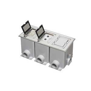 Arlington FLBC8530NL Electrical Back Box, Nickel Three-Gang Floor Box for Efficient Cable Management and Power Distribution