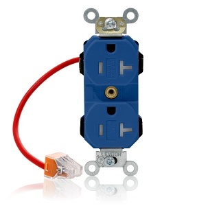 Leviton MT563-SCB Lev-Lok Duplex Receptacle, Industrial Grade, 20A, 125V, Blue
