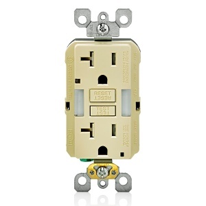 Leviton GFNL2-I 20A Self Test T Amper-Resistant GFCI Outlet with Guide Light and LED Indicator Light, Ivory