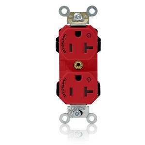 Leviton M5362-2SR Controlled Receptacle, 20A, Red