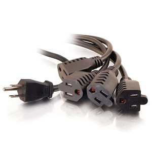 C2G CG-29808 16 AWG 1-to-4 Power Cord Splitter, NEMA 5-15P to NEMA 5-15R, 6' (1.8m)