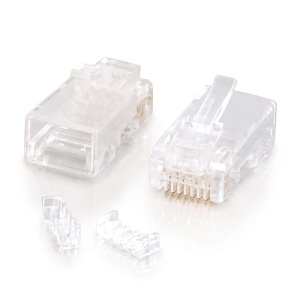 C2G CG27575 RJ45 CAT5E Modular Plug (with Load Bar) for Round Solid/Stranded Cable, Multipack, 100-Pack