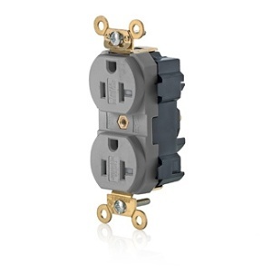 Leviton M5362-SGG Duplex Receptacle, Tamper Resistant, 20A, 125V, Gray