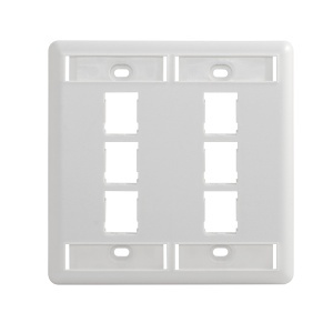 Ortronics 403HDJ26-88 Wall Plate, White 6-Hole Faceplate for 2-Gang Configurations