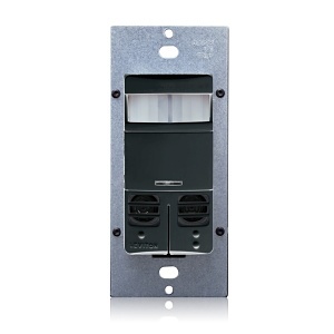 Leviton OSSMD-MDE Occupancy Sensor, Multi-Technology (PIR Sensor / Ultrasonic Sensor), Wall Switch, Dual Relay, 2400SF, 120-277V, Black