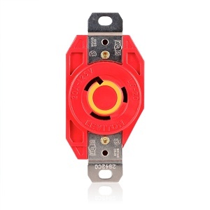Leviton 2310-R V-0-Max Flush Mounting Locking Receptacle, 20A 125V, Red