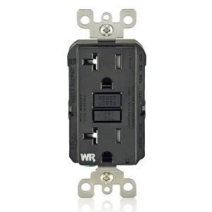 Leviton GFWT2-E Self-Test SmartlockPro Slim Weather and Tamper-Resistant GFCI with LED Indicator Light, 20A 125V, Black