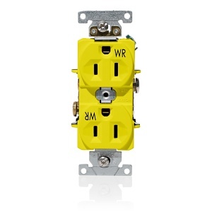 Leviton WBR15-Y 515R Wallplate Receptacle, Industrial Grade, Yellow