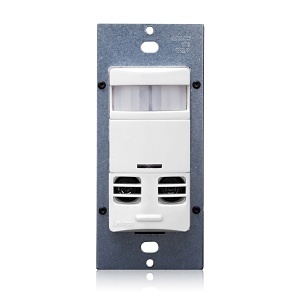 Leviton OSSMT-GAW Decora Multi-Technology Occupancy Sensor Wall Switch, PIR/Ultrasonic, 2400 sq ft Coverage, 120-277V, No Neutral Required, Self-Adaptive, White