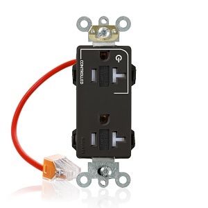 Leviton MT163-1CE Lev-Lok Decora Plus 20A 125V Split-Circuit Tamper-Resistant Duplex Receptacle, NEMA 5-20R, Black