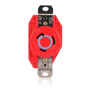 Leviton 2320-R Rec Lock 20-Pack, 20A, 250V, Red