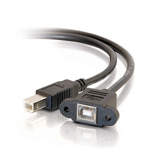 C2G CG-28074 Panel-Mount USB 2.0 Female to Male Cable, 3' (0.9m)
