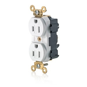 Leviton M5262-SGW Locking Duplex Receptacle, 15A, 125V