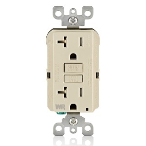 Leviton GFWT2-T Self-Test SmartlockPro Slim Weather and Tamper-Resistant GFCI with LED Indicator Light, 20A 125V, Light Almond